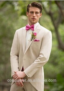 Top Selling One Button Beige Groom Tuxedos SHT556