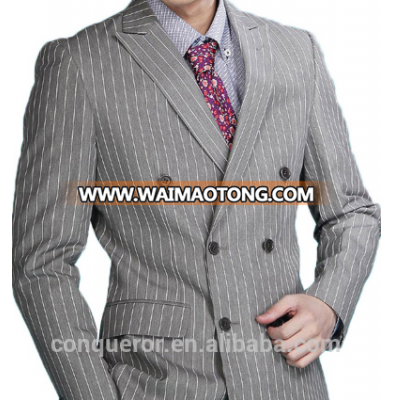 Italian gentlemen grey double breast stripe suit 20150267